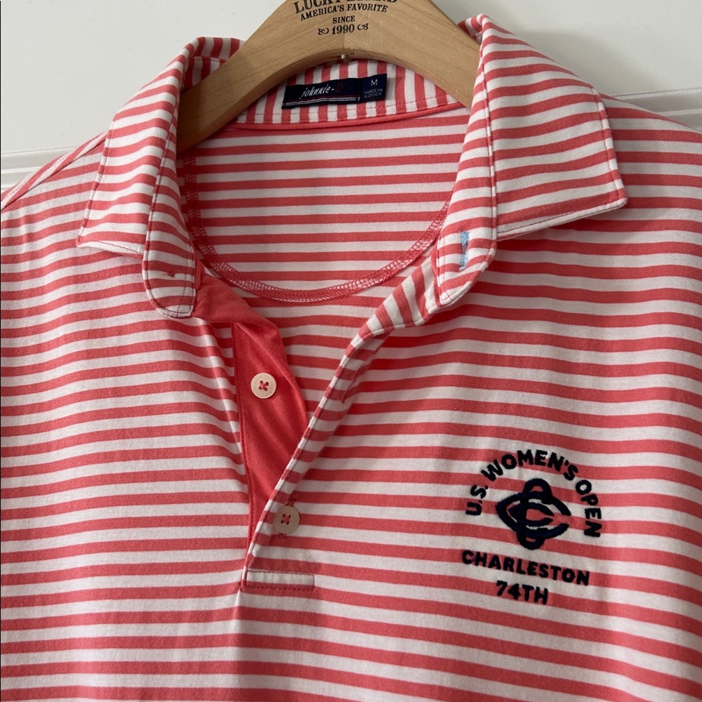 Johnnie-O Performance Papaya Stripe Polo Shirt: US Women's Open Charleston 74TH